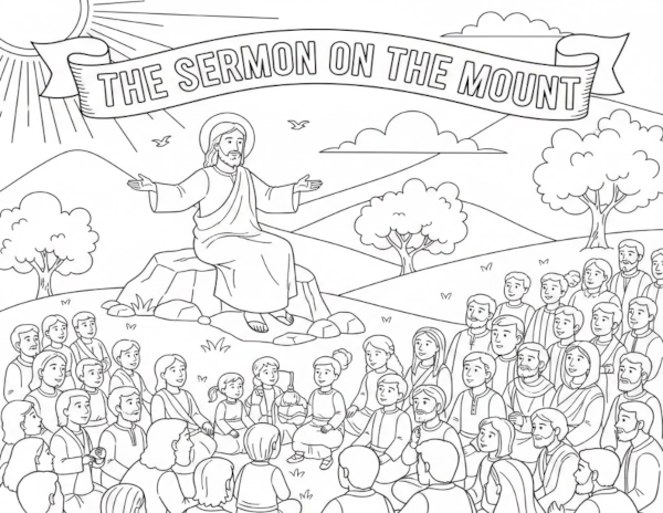 Printable Sermon on the Mount Coloring Page