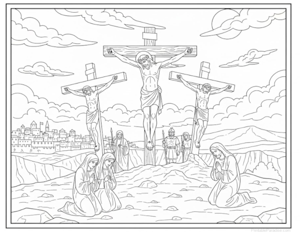 Printable The Crucifixion Coloring Page
