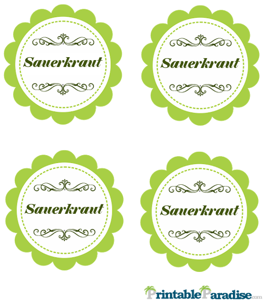 Printable Sauerkraut Jar Canning Labels