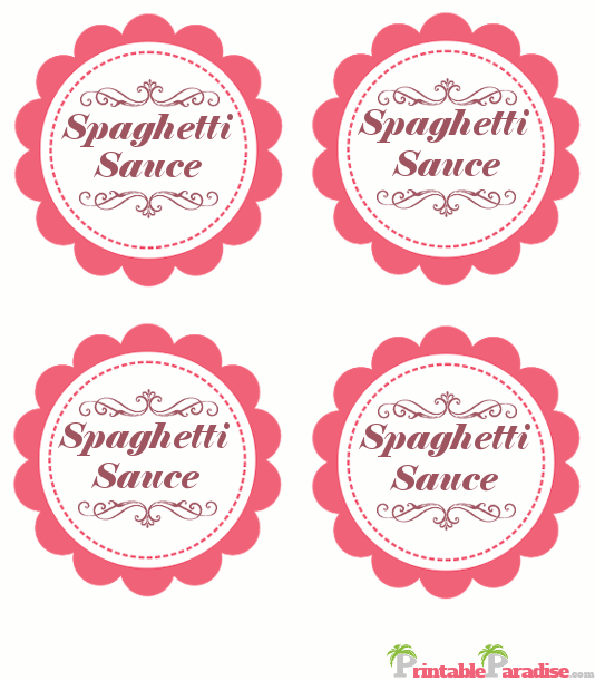 Printable Spaghetti Sauce Jar Canning Labels