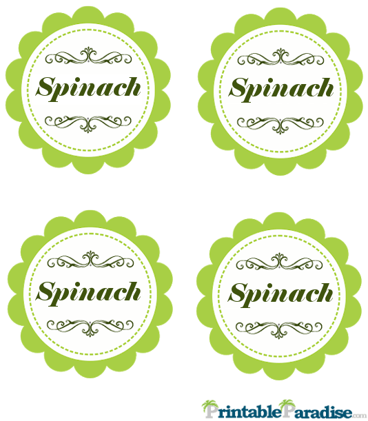 Printable Spinach Jar Canning Labels