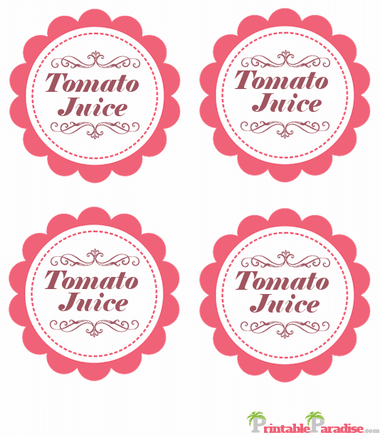 Printable Tomato Juice Jar Canning Labels