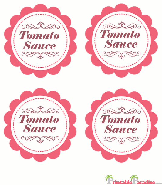 Printable Tomato Sauce Jar Canning Labels