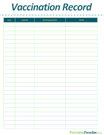 Sheet To Track Vaccinations