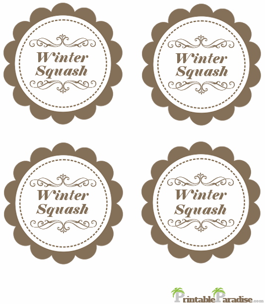 Printable Winter Squash Jar Canning Labels