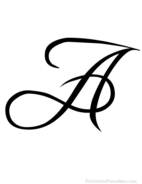 Printable Letter A in Cursive Writing