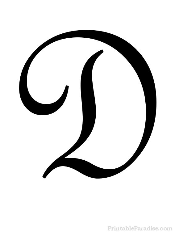 Printable Letter D in Cursive Writing