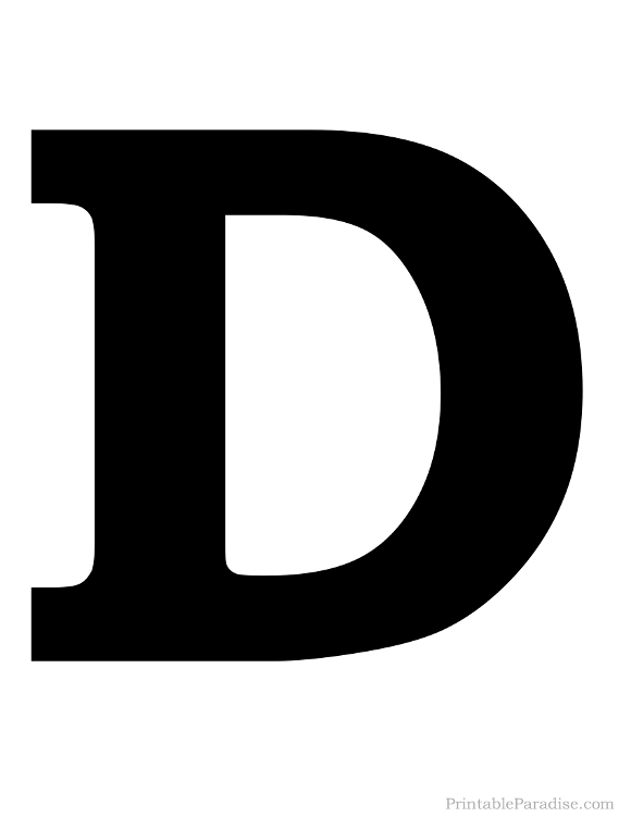 Printable Solid Black Letter D Silhouette