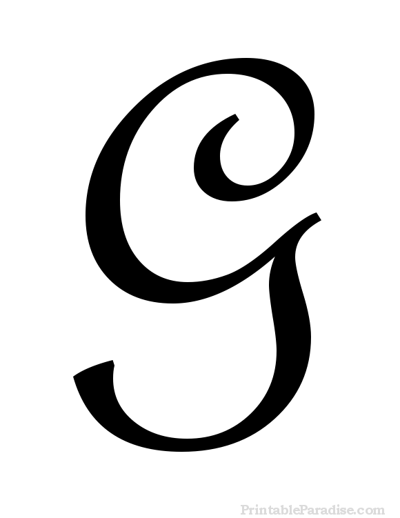 Printable Letter G in Cursive Writing