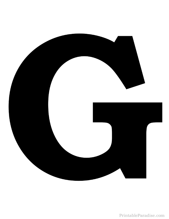 Printable Solid Black Letter G Silhouette