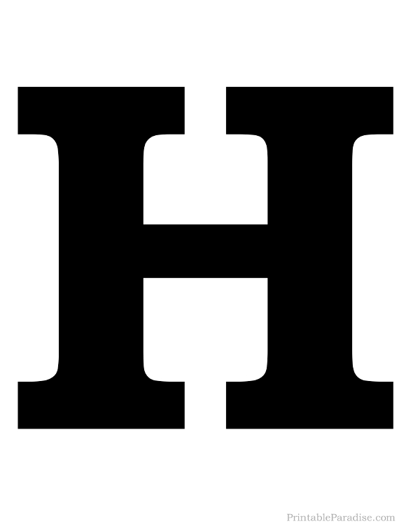 Printable Solid Black Letter H Silhouette