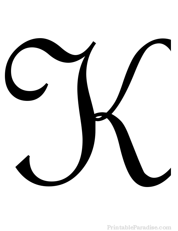 Printable Letter K in Cursive Writing