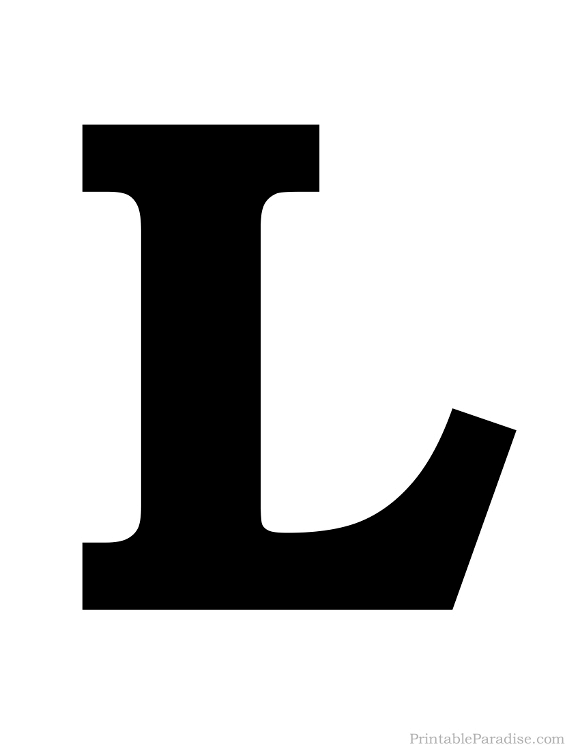 Printable Solid Black Letter L Silhouette