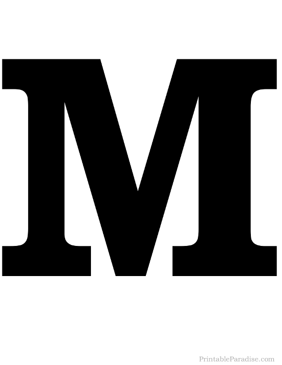 Printable Solid Black Letter M Silhouette