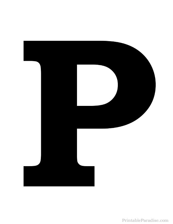 Printable Solid Black Letter P Silhouette