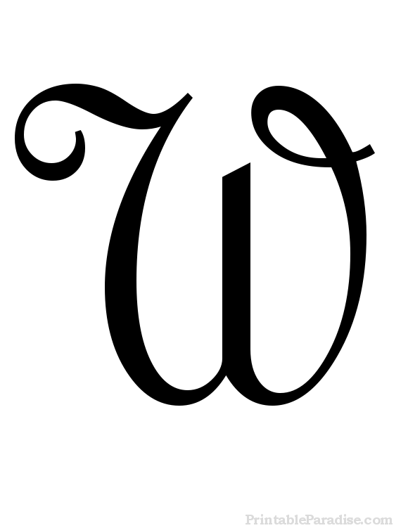 Printable Letter W in Cursive Writing