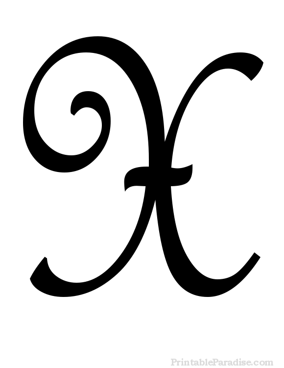 Printable Letter X in Cursive Writing