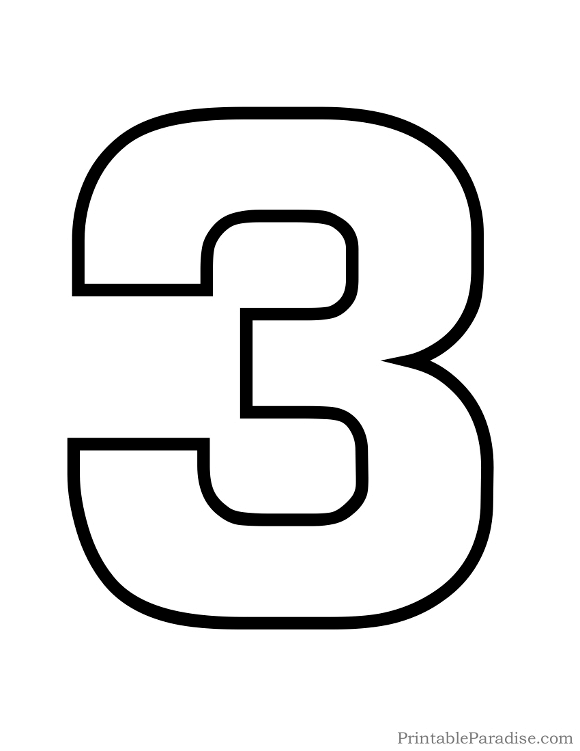 Printable Bubble Number 3 Outline