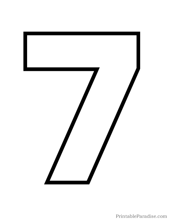 Printable Number 7 Outline - Print Bubble Number 7