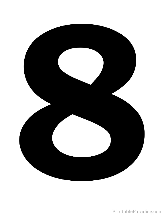 Printable Number 8 Silhouette Print Solid Black Number 8