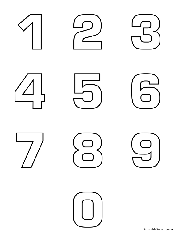 Printable Number Outlines 0 9 On One Page Printable Number Outlines 0 9 On One Page